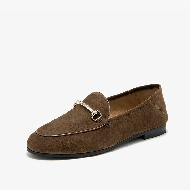 Buckle Accent Cow Leather Formal Loafers