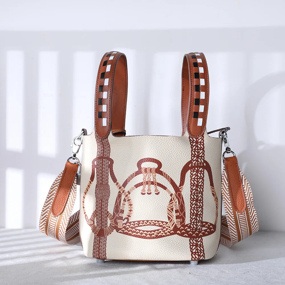 YUMIÉ Genuine Leather Shoulder Crossbody Bucket Bag