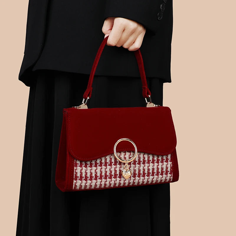 Scarlet Velvet Wine Red Trapeze Bag