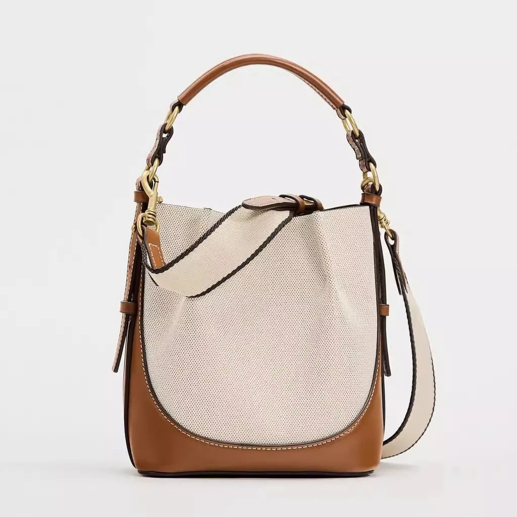 The Winona Wide Strap Bucket Bag Crossbody Shoulder Bag