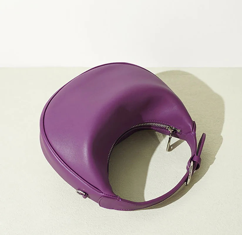 Lunar Top Grain Leather Crescent Crossbody Shoulder Bag