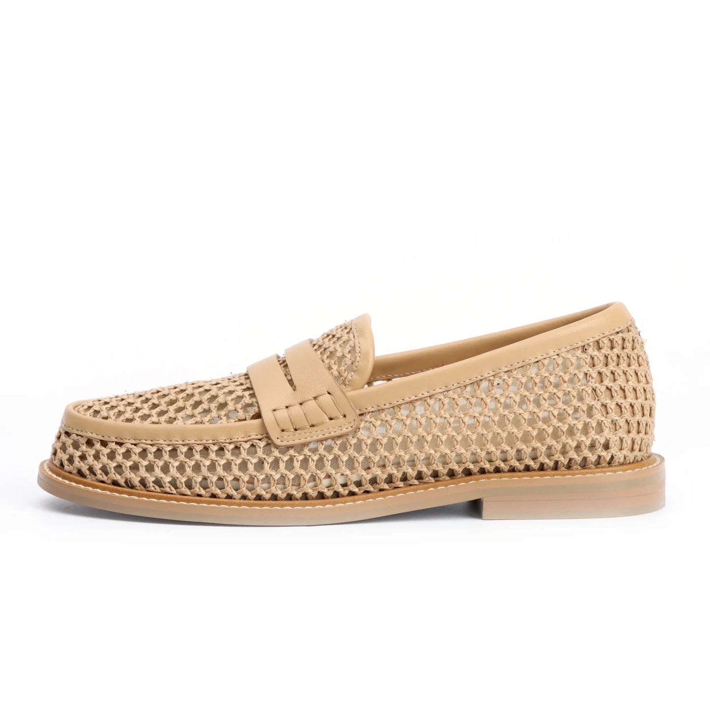 Mesh with leather Slip On Penny Loafers