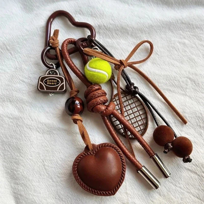 Red Heart Braided Rope Keychain Pendant