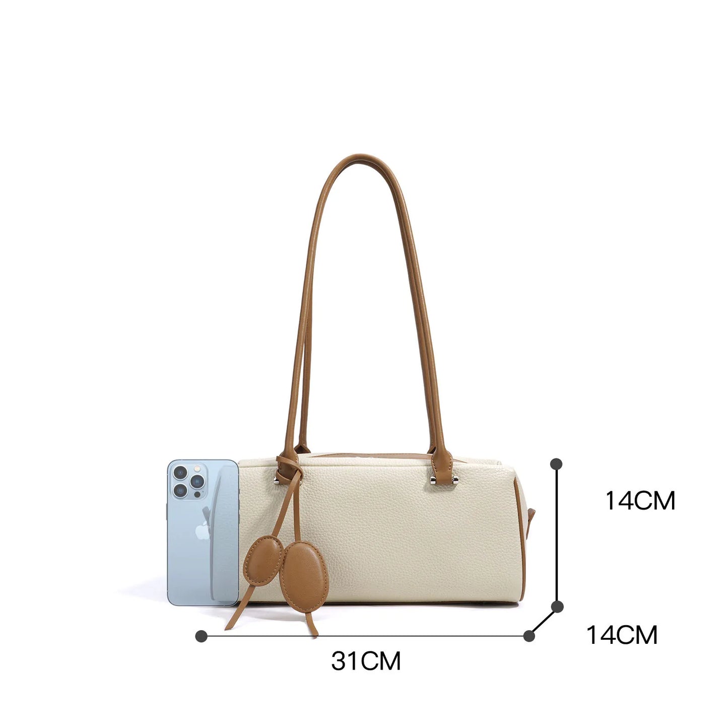 Juno Bloom Genuine Leather Minimalist Baguette Commuting Shoulder Bag