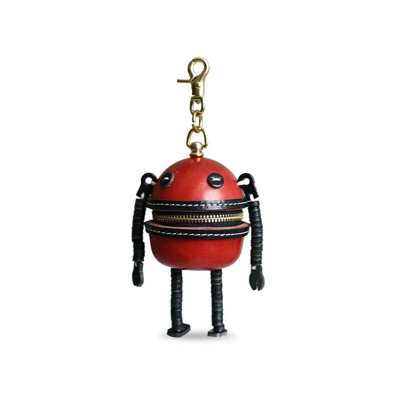 Handmade Leather Robot Bag Charms