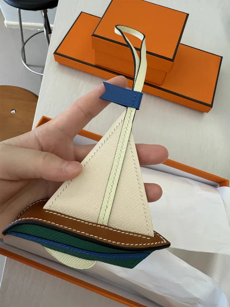 Sailboat Handmade Cowhide Bags Accessory