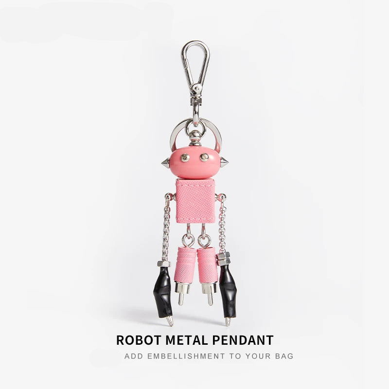 Sheepskin Robot Pendant Leather Bag Charm