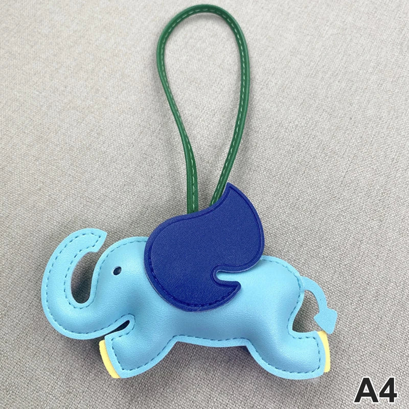 Trendy Designer PU Leather Wing Flying Elephant Hanger Keychain Pendant Decoration For Ladies Bag Charm Accessorie Ornament Gift