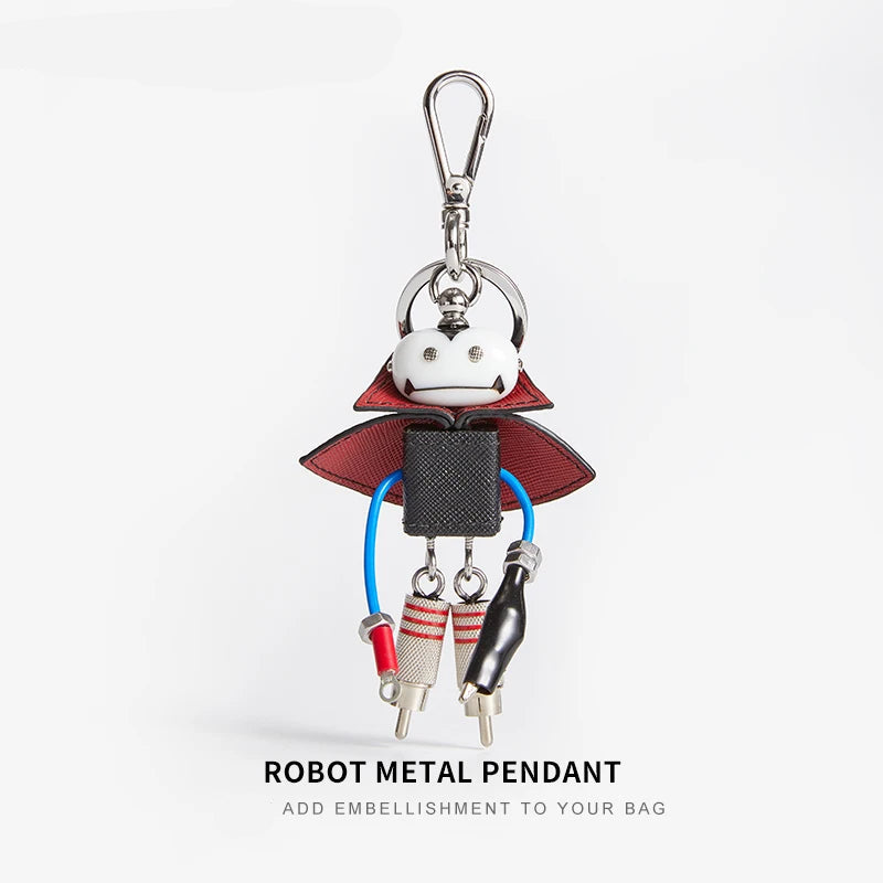 Sheepskin Robot Pendant Leather Bag Charm