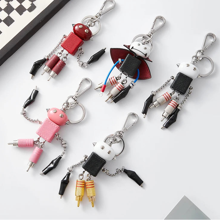 Sheepskin Robot Pendant Leather Bag Charm