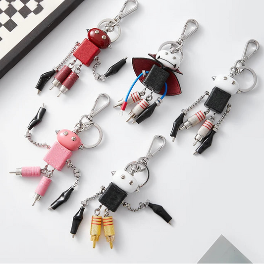 Sheepskin Robot Pendant Leather Bag Charm