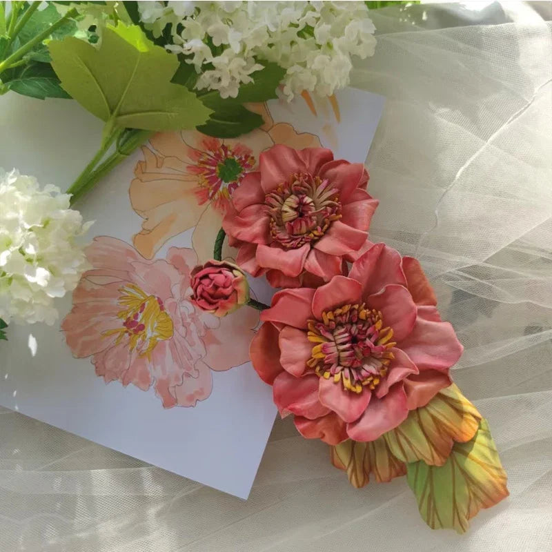 Personalized Genuine Leather Handmade Flower Bag Charm Custom Gifts for Mother Valentines Gifts