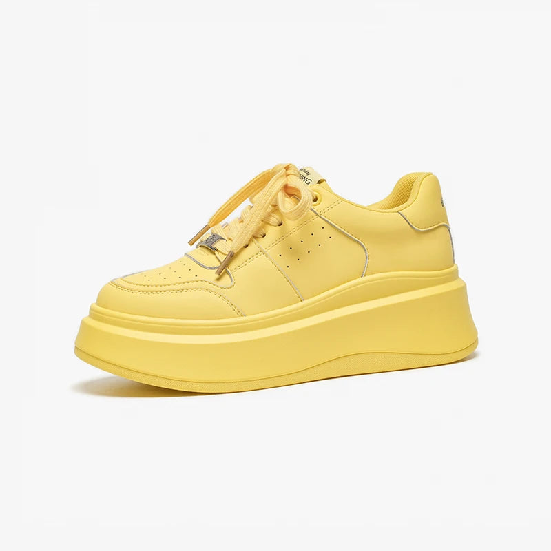 Round Toe Lace Up Platform Skate Sneakers