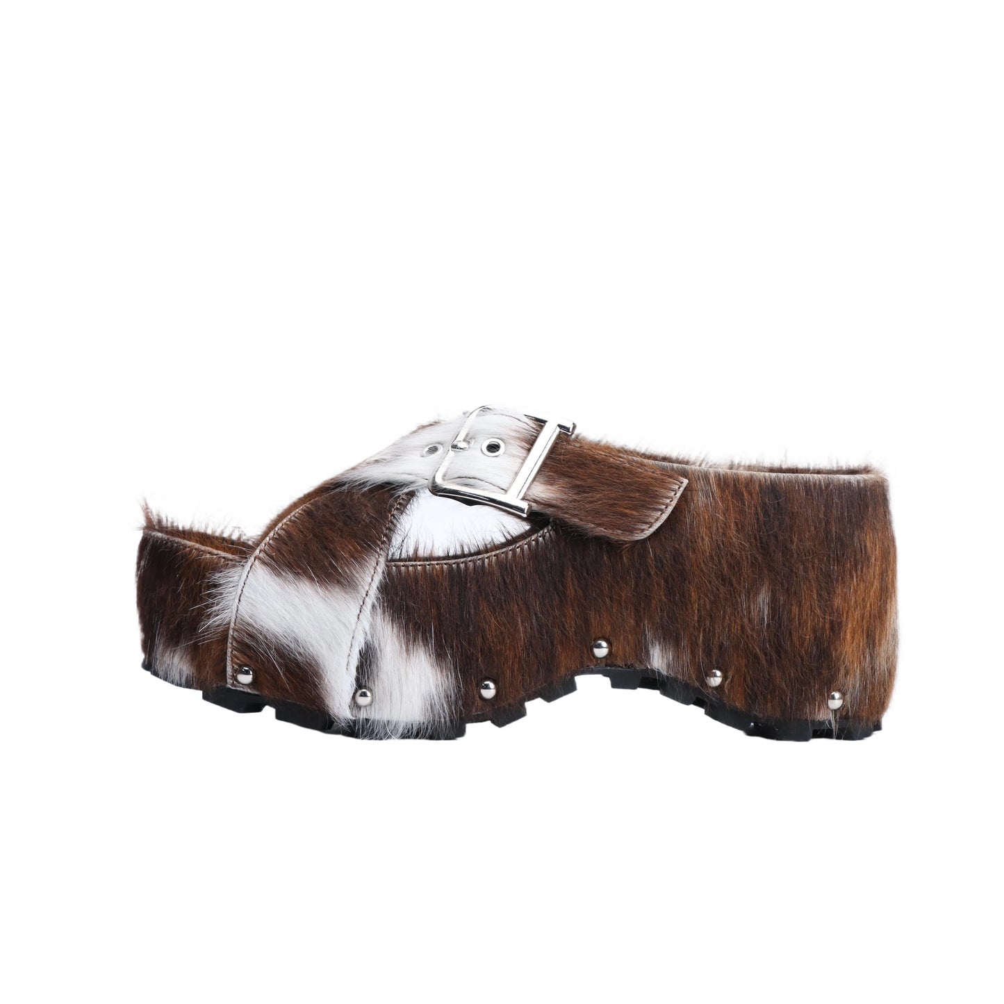 Mary Jane Calf Hair Platform Clogs