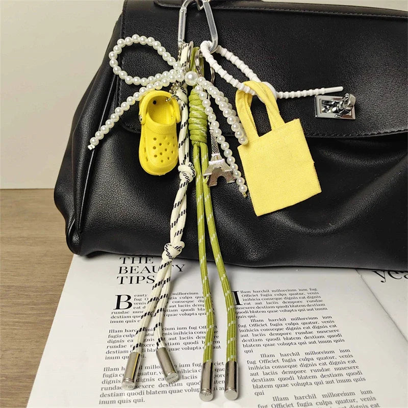 Red Heart Braided Rope Keychain Pendant