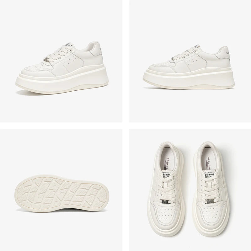Round Toe Lace Up Platform Skate Sneakers