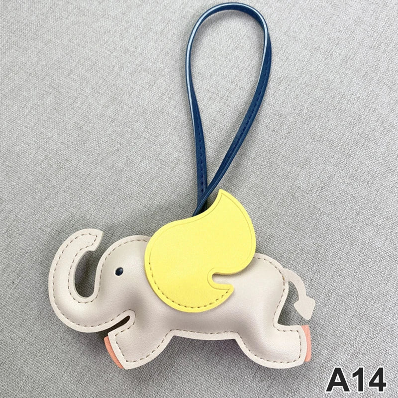 Trendy Designer PU Leather Wing Flying Elephant Hanger Keychain Pendant Decoration For Ladies Bag Charm Accessorie Ornament Gift
