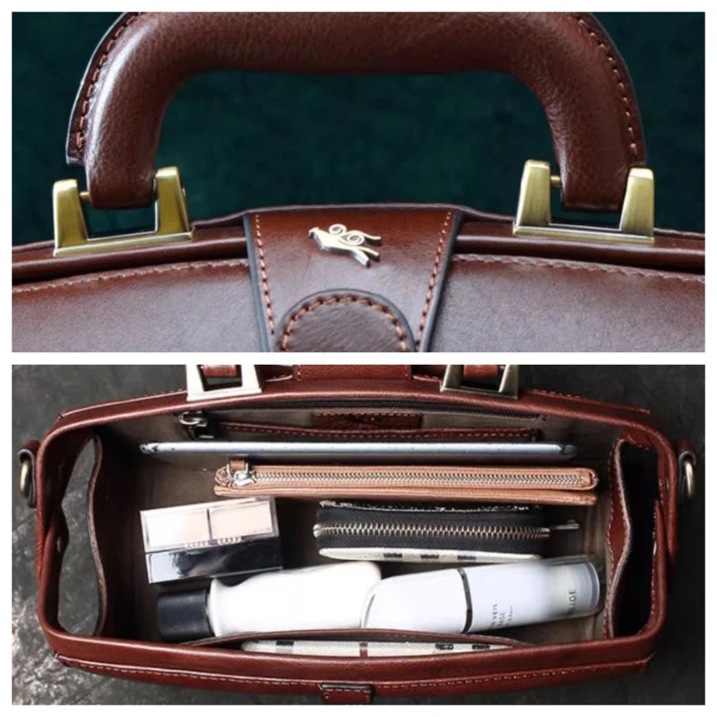 Vivica Cowhide Leather Crossbody Vintage Doctor Bag