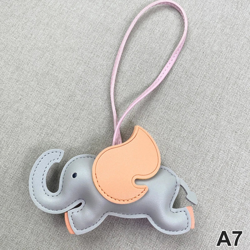 Trendy Designer PU Leather Wing Flying Elephant Hanger Keychain Pendant Decoration For Ladies Bag Charm Accessorie Ornament Gift