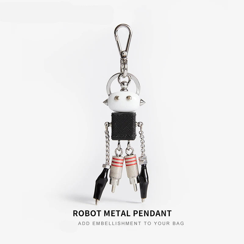 Sheepskin Robot Pendant Leather Bag Charm