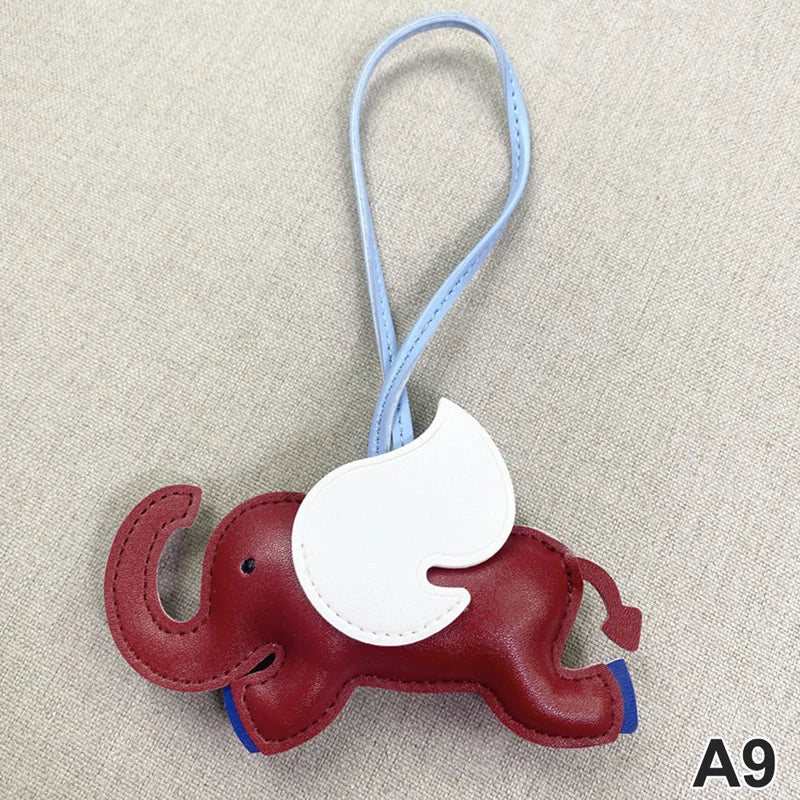 Trendy Designer PU Leather Wing Flying Elephant Hanger Keychain Pendant Decoration For Ladies Bag Charm Accessorie Ornament Gift