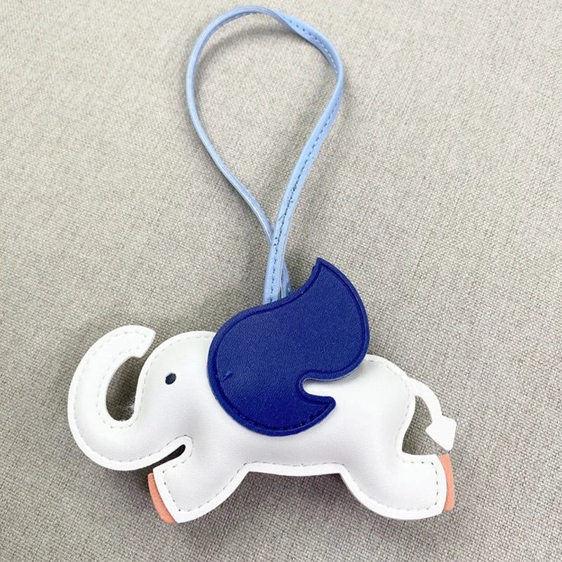 Trendy Designer PU Leather Wing Flying Elephant Hanger Keychain Pendant Decoration For Ladies Bag Charm Accessorie Ornament Gift