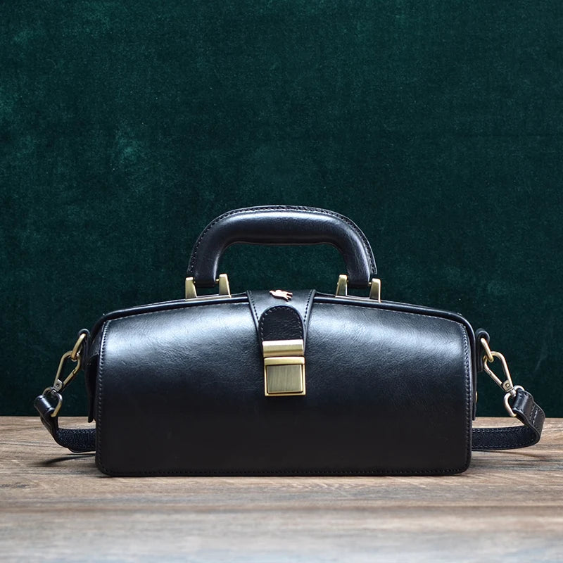 Vivica Cowhide Leather Crossbody Vintage Doctor Bag