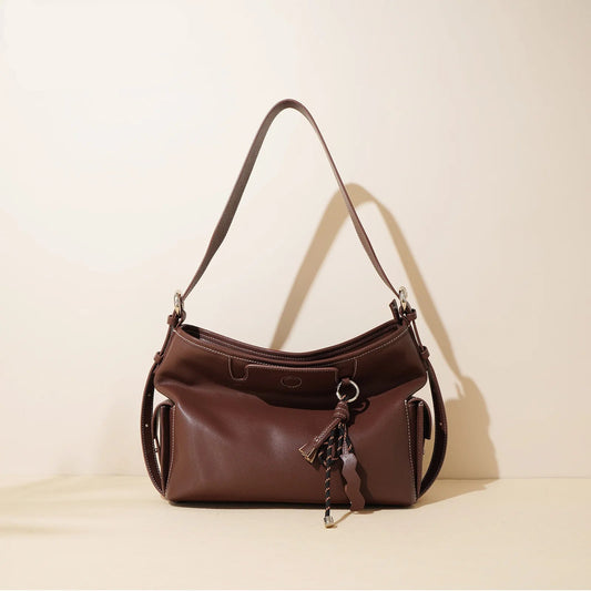 The Lavinia First Layer Cowhide Bucket Lazy Shoulder Bag