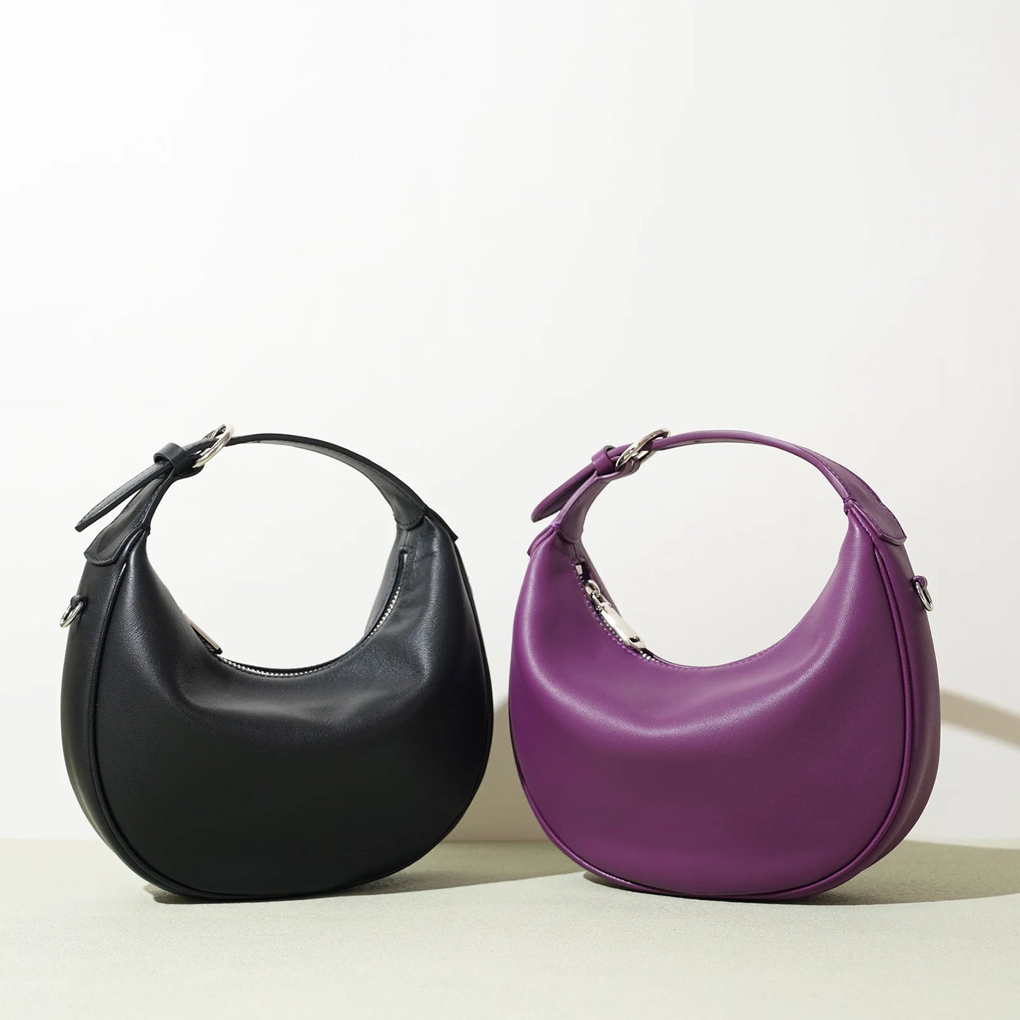 Lunar Top Grain Leather Crescent Crossbody Shoulder Bag