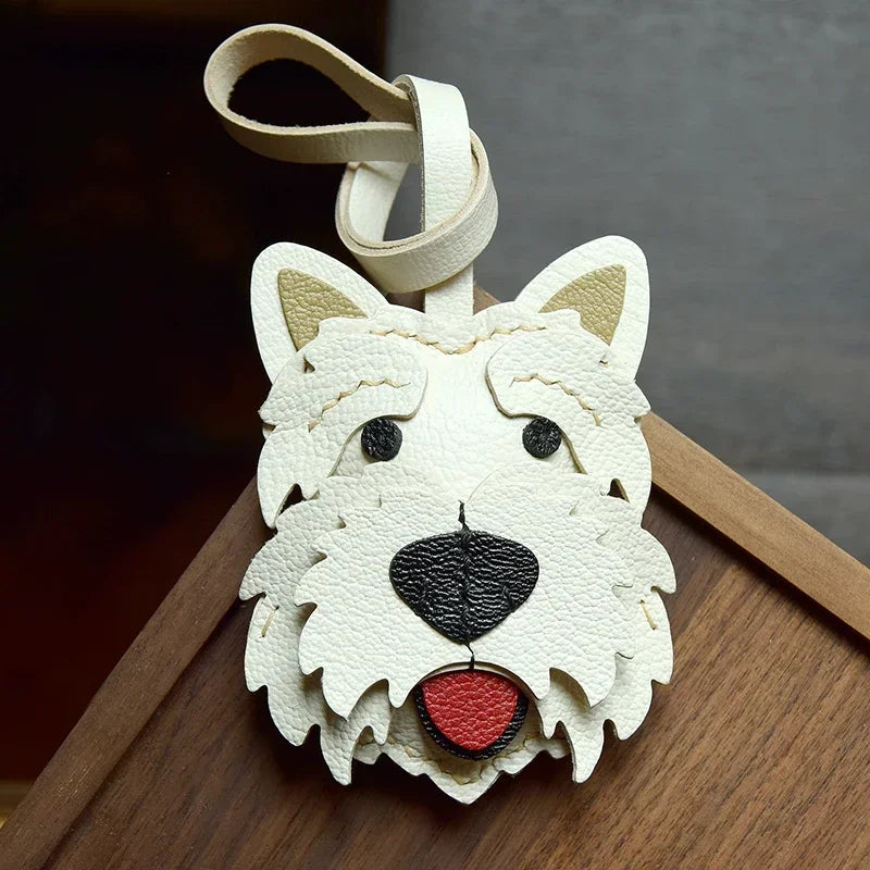 West Highland White Terrier Dog Keychain Handmade Leather Cute Doggy Key Ring Bag Charm Christmas gifts