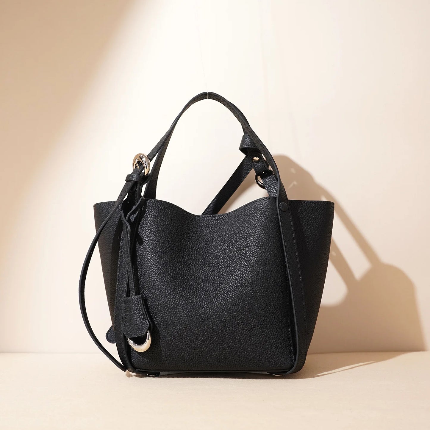 The Georgina Cowhide Leather Commuter Bucket Bag