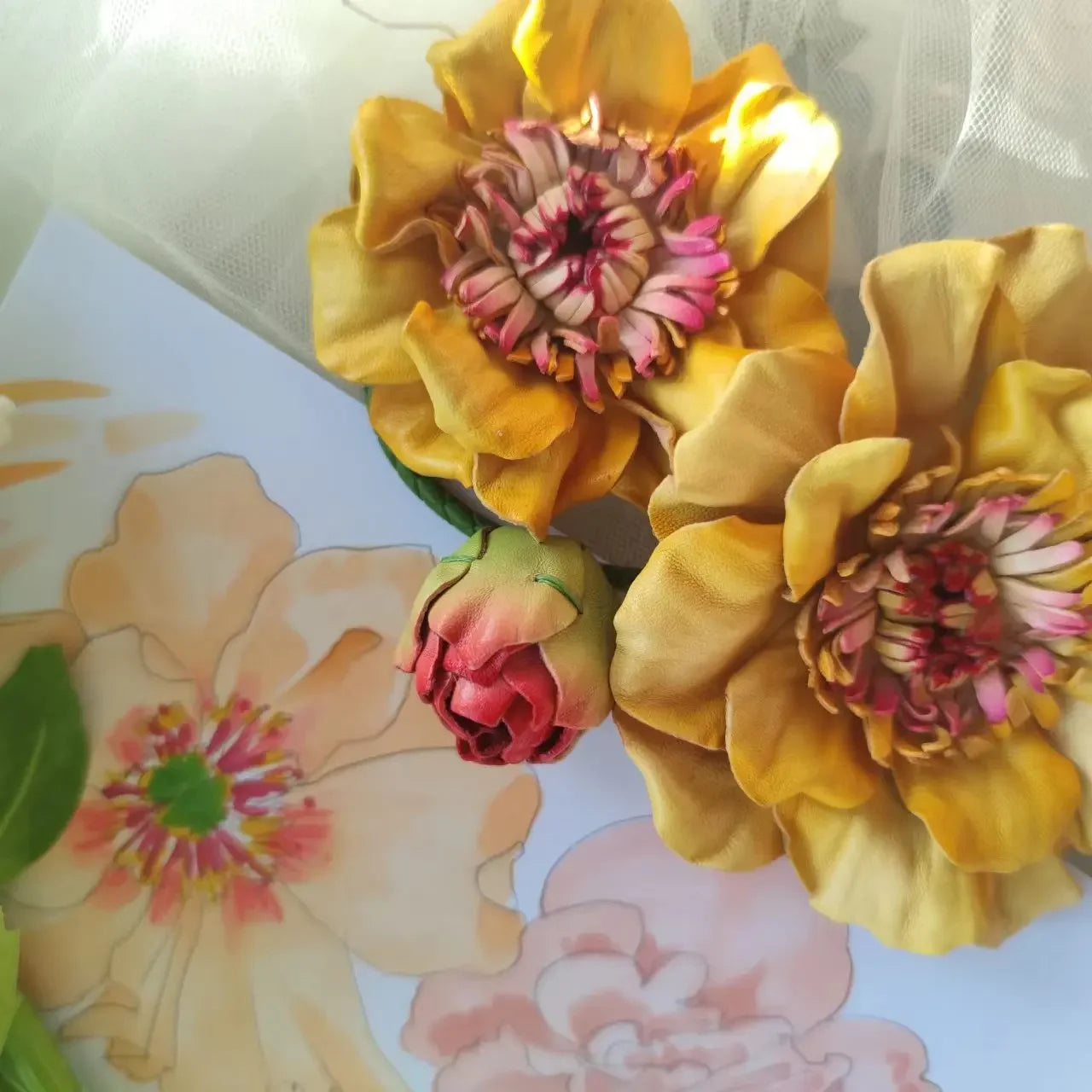 Personalized Genuine Leather Handmade Flower Bag Charm Custom Gifts for Mother Valentines Gifts