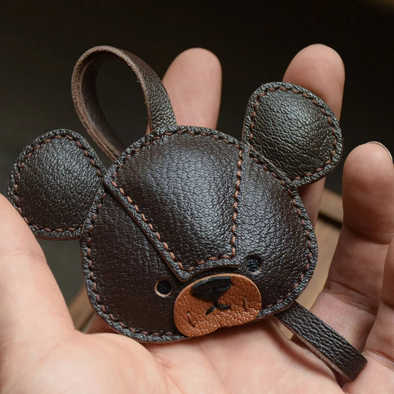 Handmade Genuine Leather Bear Bag Charms
