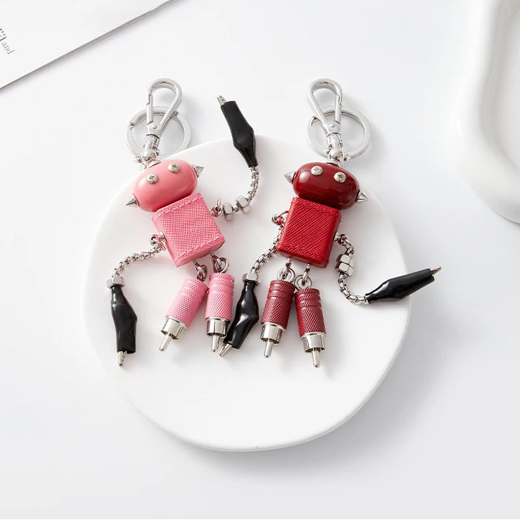 Sheepskin Robot Pendant Leather Bag Charm