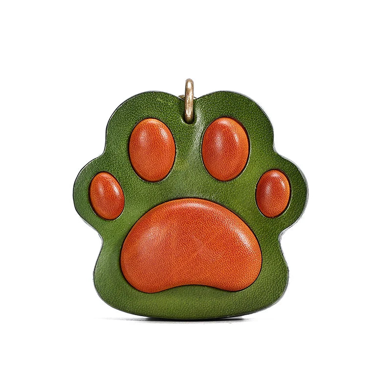 Handmade Genuine Leather Vintage Cat Paw Bag Charm