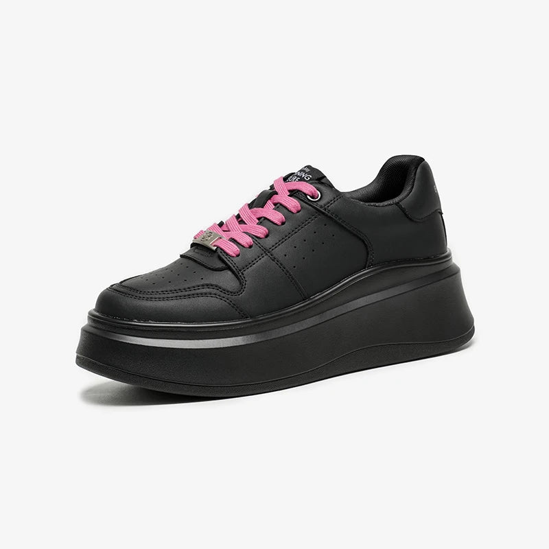 Round Toe Lace Up Platform Skate Sneakers