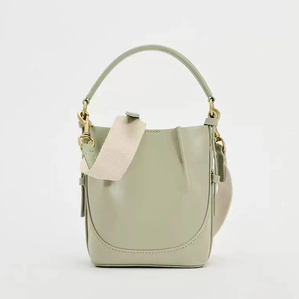 The Winona Wide Strap Bucket Bag Crossbody Shoulder Bag