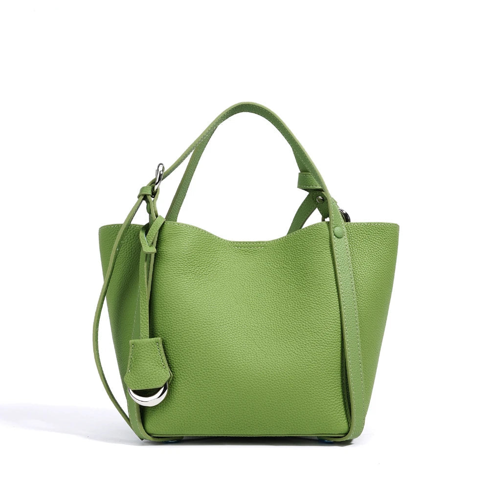 The Georgina Cowhide Leather Commuter Bucket Bag