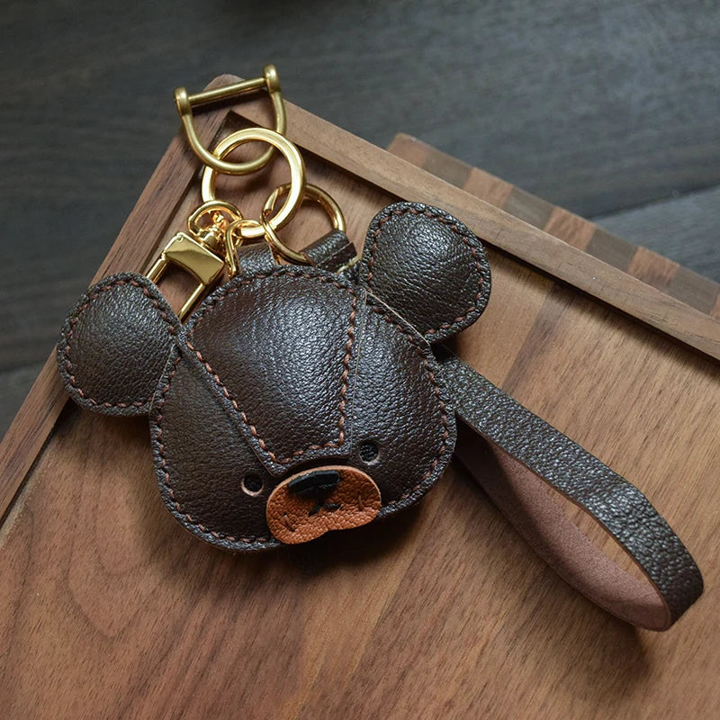 Handmade Genuine Leather Bear Bag Charms