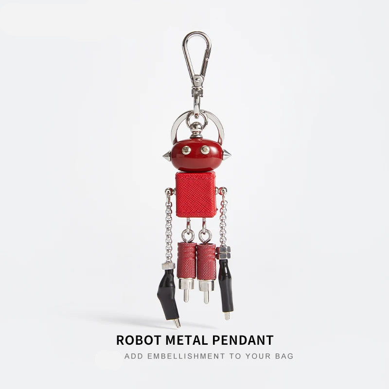Sheepskin Robot Pendant Leather Bag Charm