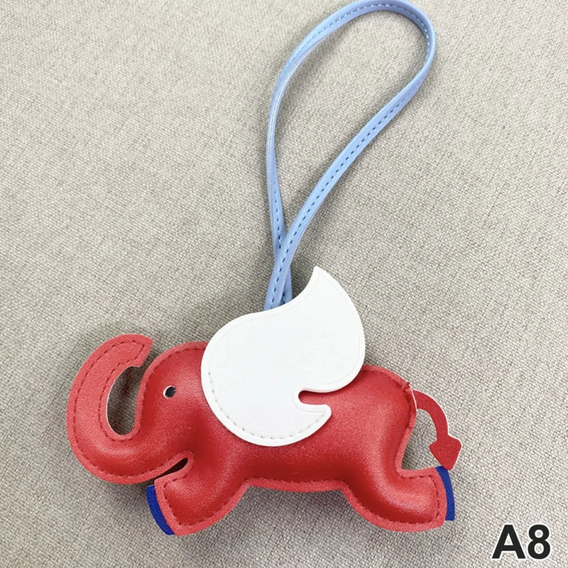 Trendy Designer PU Leather Wing Flying Elephant Hanger Keychain Pendant Decoration For Ladies Bag Charm Accessorie Ornament Gift
