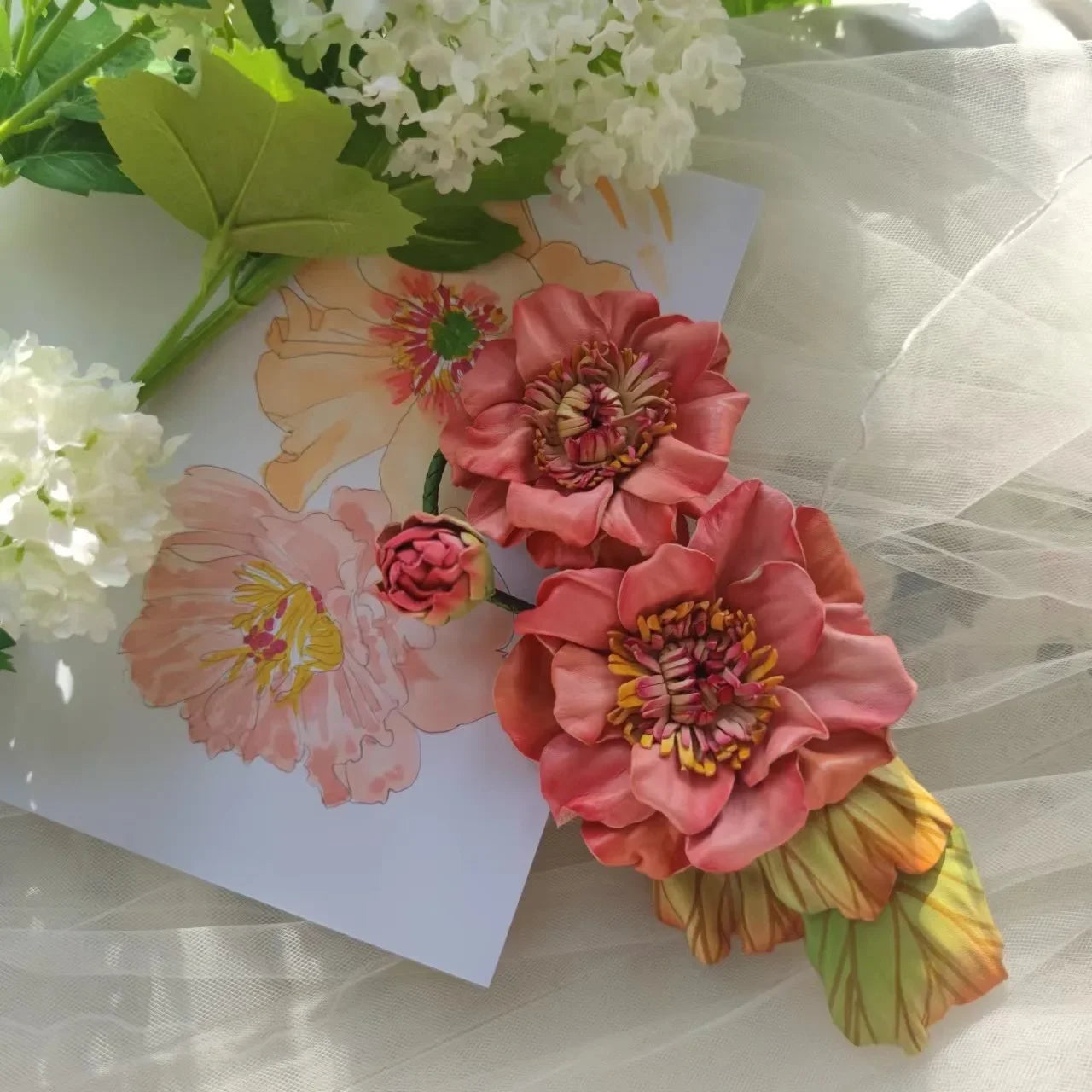 Personalized Genuine Leather Handmade Flower Bag Charm Custom Gifts for Mother Valentines Gifts
