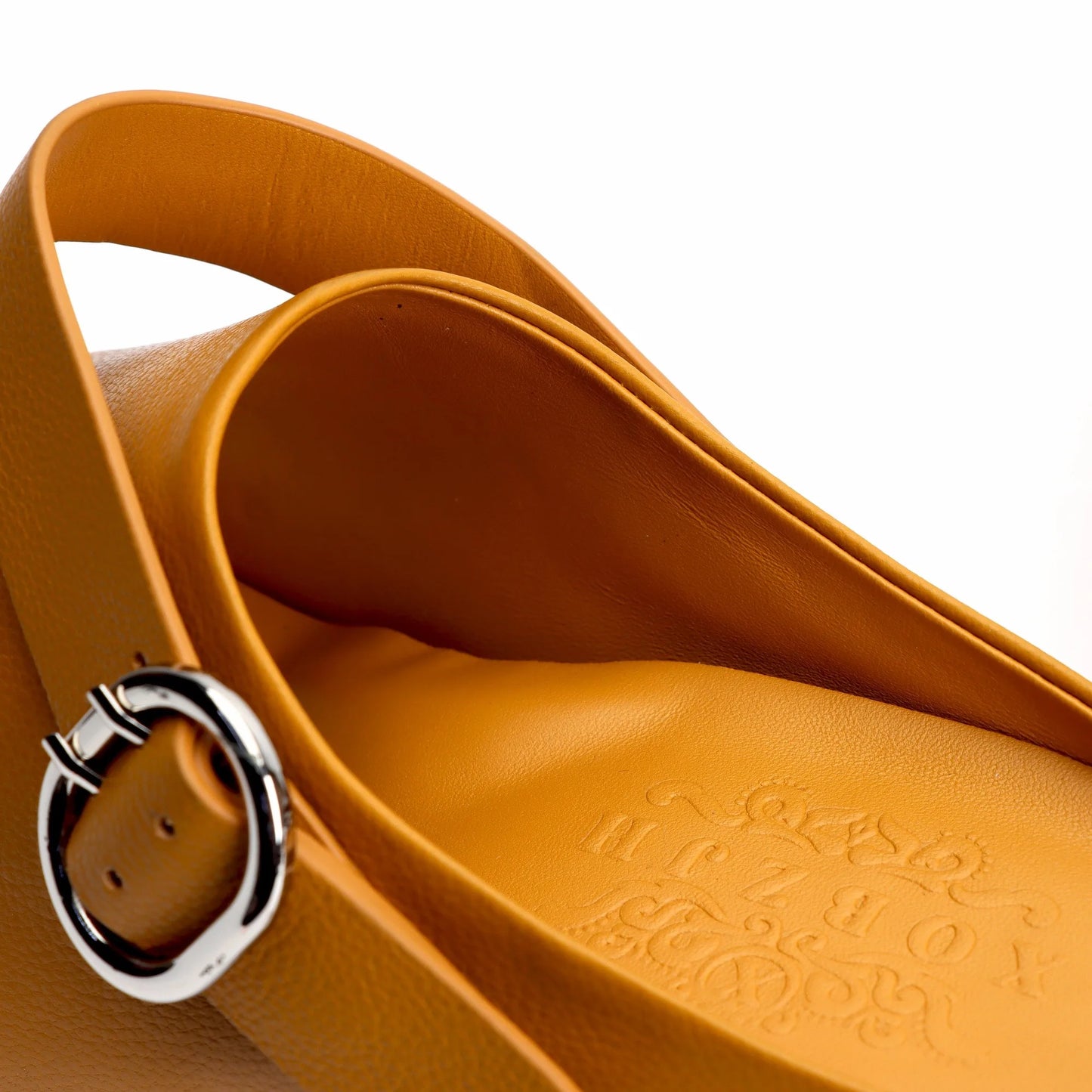 Yellow Studded Slingback Leather Platform Clogs with Arch Support