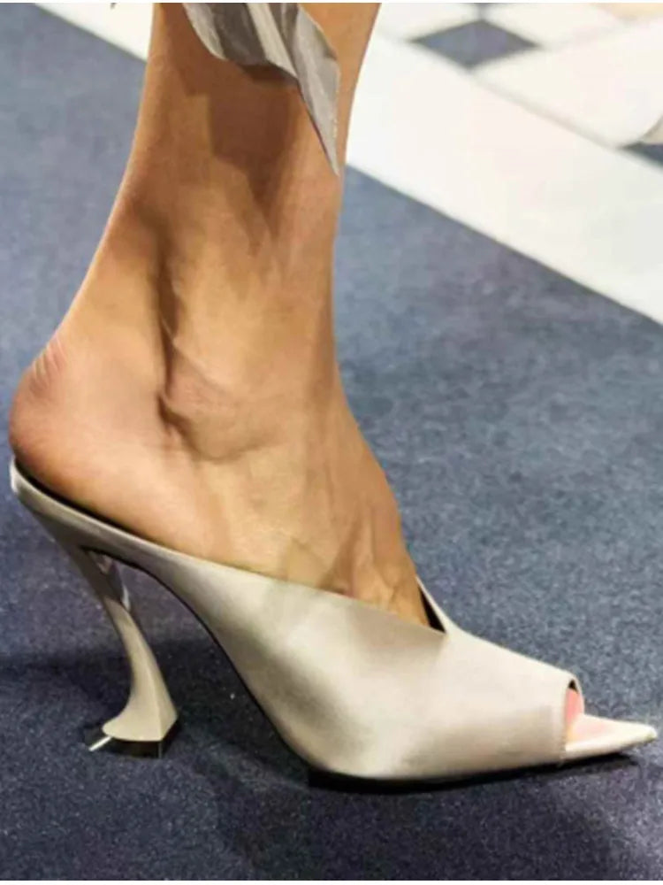 Slim High-heeled Pointed Fish Mouth High-heeled Sandals