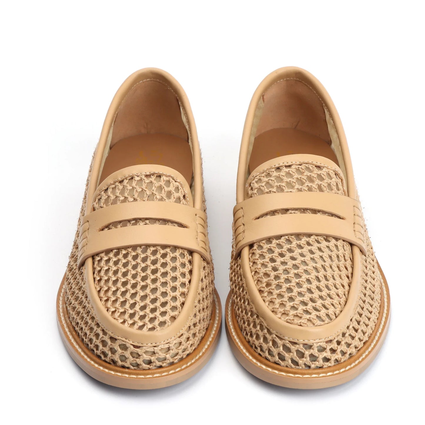 Mesh with leather Slip On Penny Loafers
