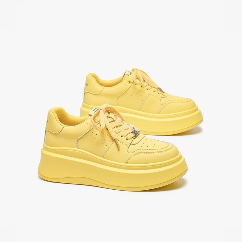 Round Toe Lace Up Platform Skate Sneakers
