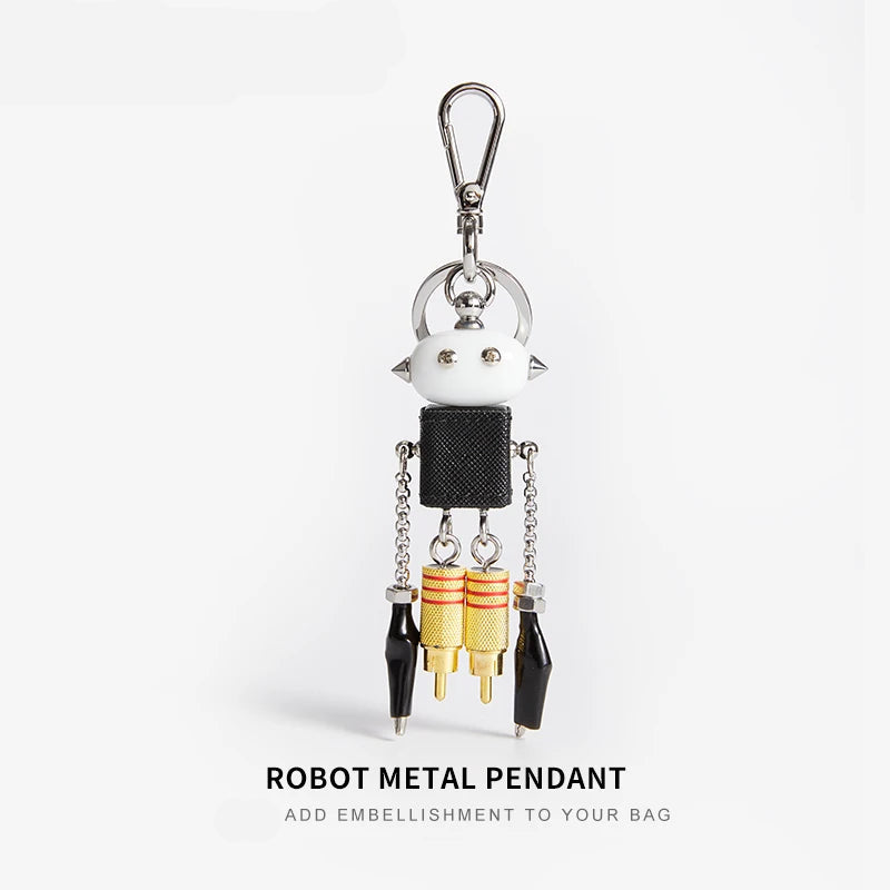 Sheepskin Robot Pendant Leather Bag Charm