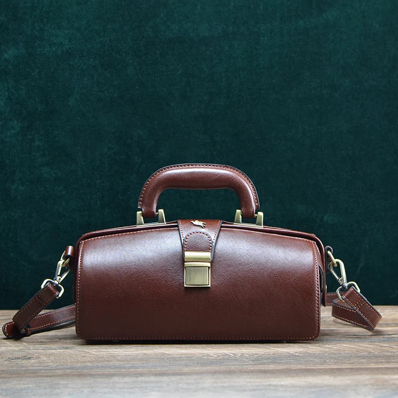 Vivica Cowhide Leather Crossbody Vintage Doctor Bag