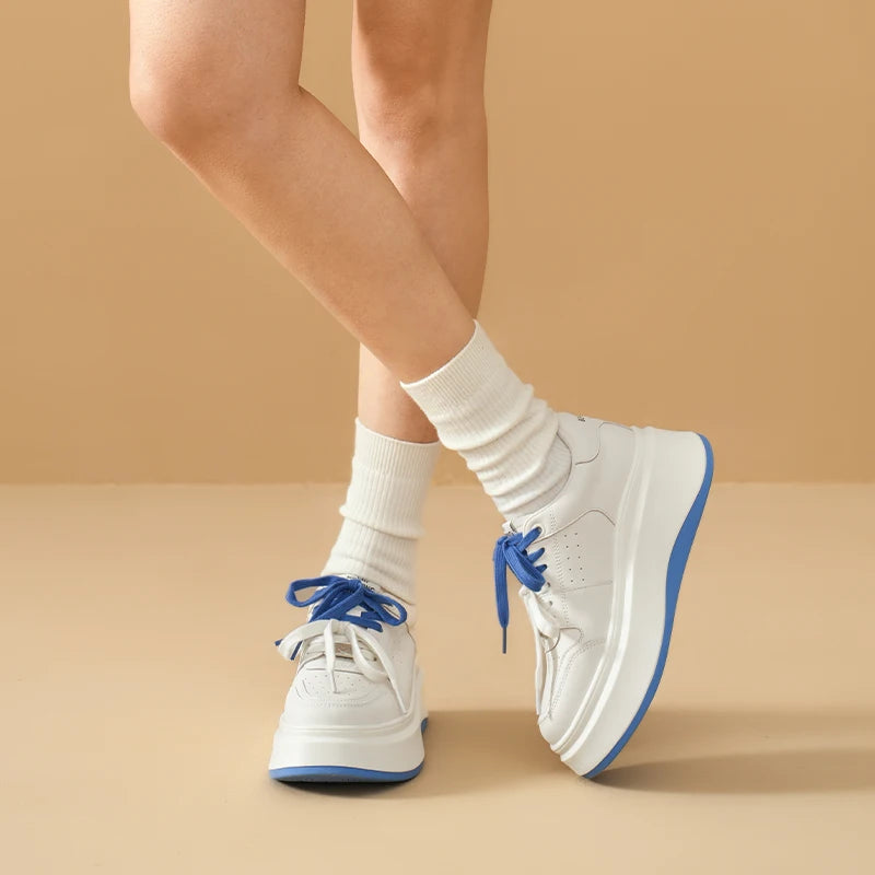 Round Toe Lace Up Platform Skate Sneakers