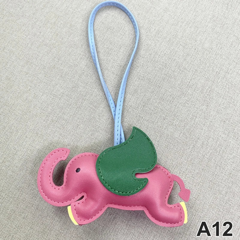 Trendy Designer PU Leather Wing Flying Elephant Hanger Keychain Pendant Decoration For Ladies Bag Charm Accessorie Ornament Gift